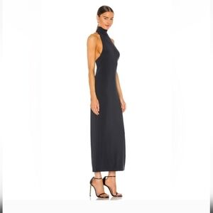 Norma Kamali Side Split High Neck Dress Pewter